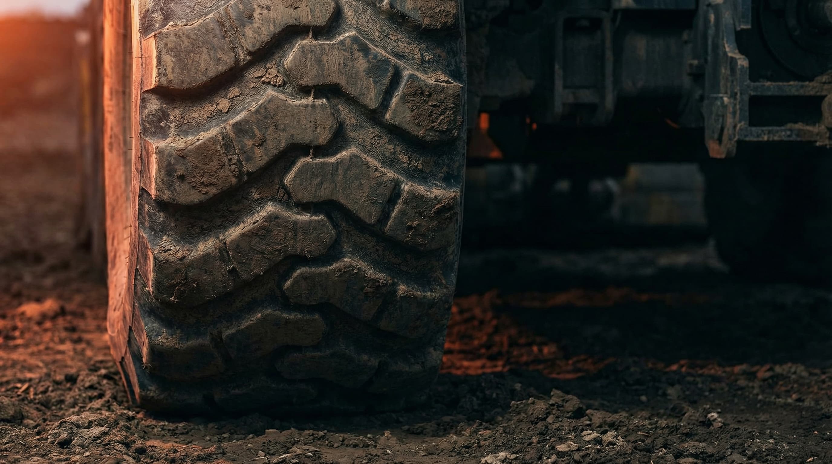 Mobile tire service truck servicing agricultural equipment in farm field