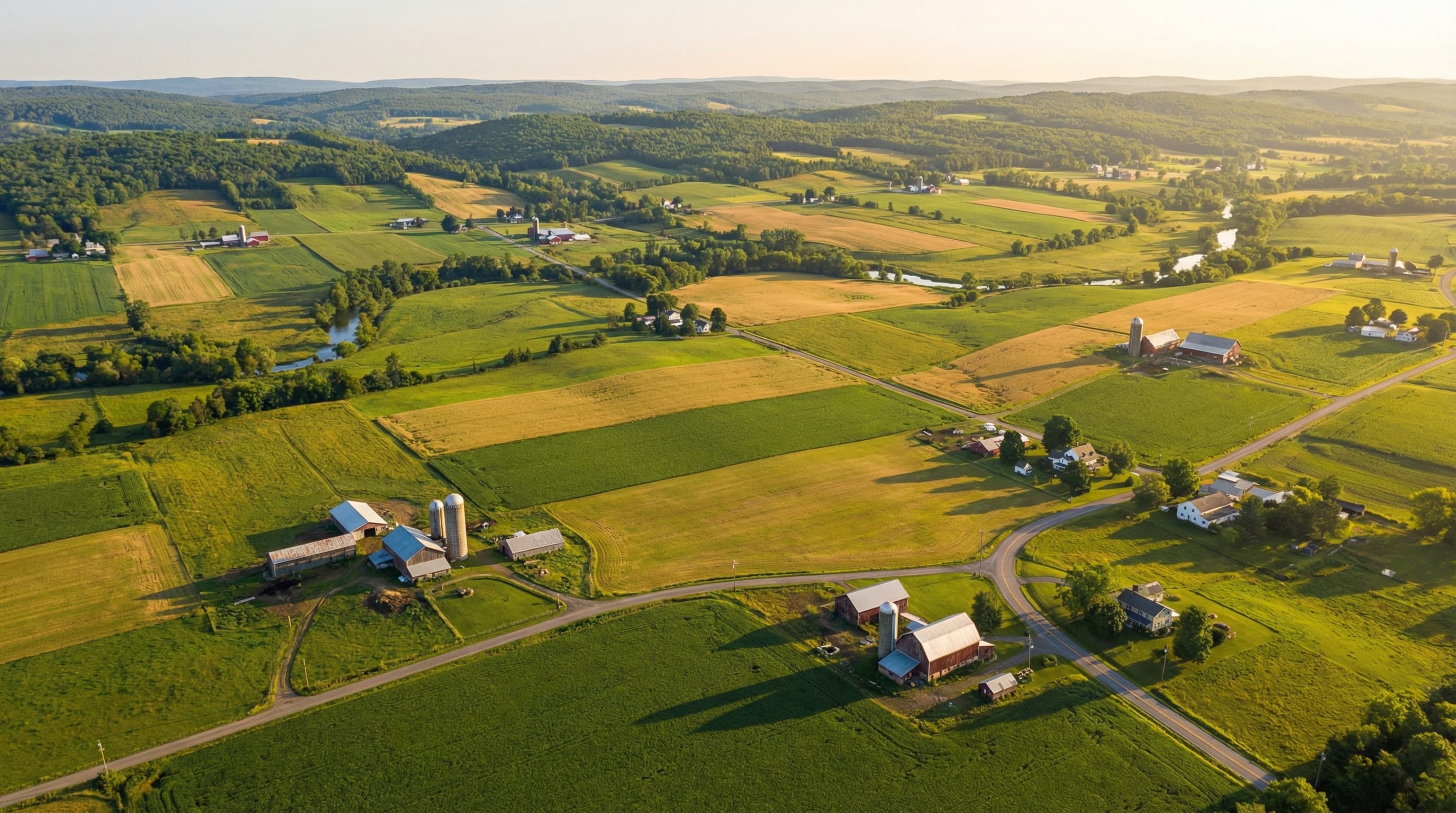 Aerial view of Central New York farmland